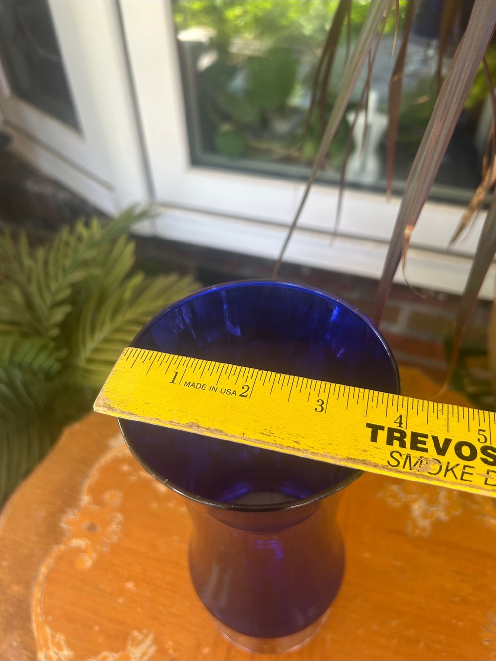 Vintage Cobalt Blue Glass Pedestal Vase - Picture 6 of 6